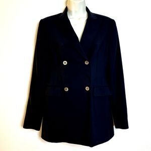 Vintage Bernard Zins Paris France Black Double Breasted Wool Blazer Women's 36 4